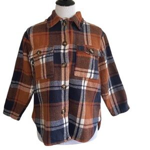 boohoo Women’s Rust, Navy & White Plaid Button-Down Shacket